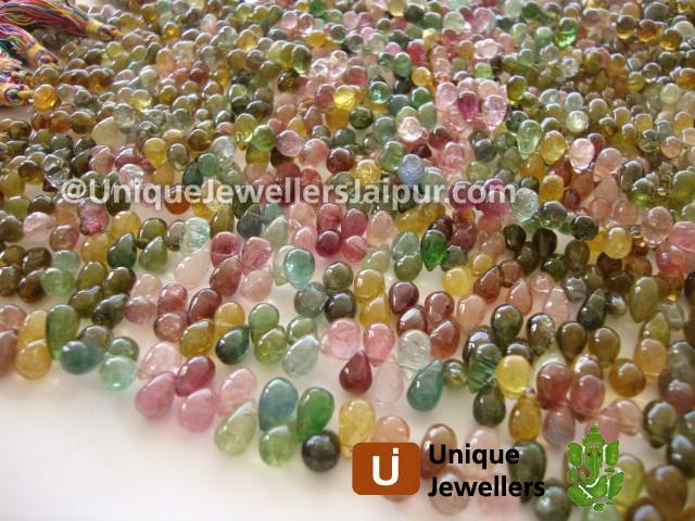 Multi Tourmaline Plain Drop Beads
